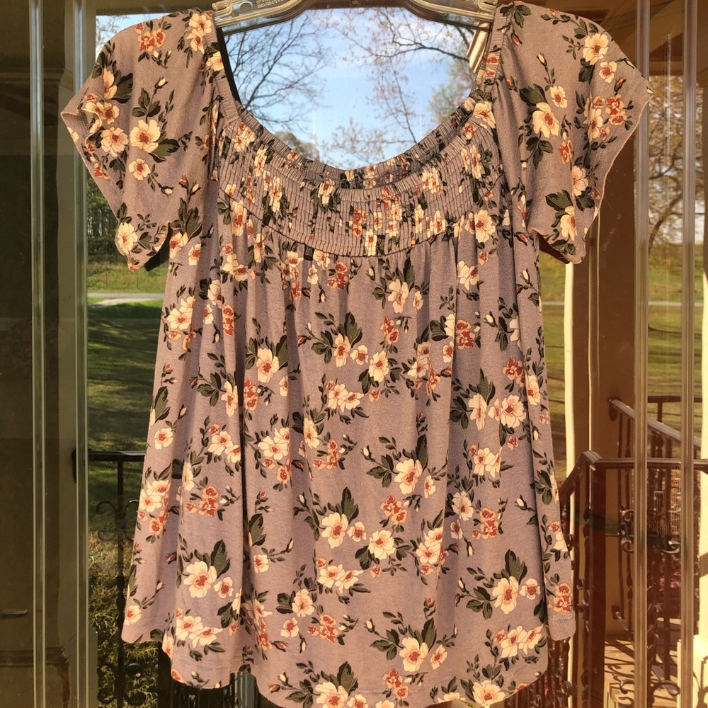 off the shoulder floral top!!